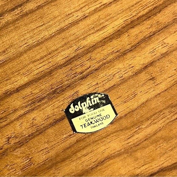 Vintage Dolphin Genuine Teakwood Glass Cloche Cheese Board Made in Thailand - Picture 5 of 6